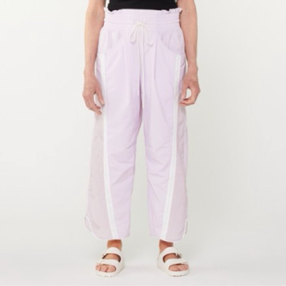 FP Movement by Free People Lavender Track Joggers with White Side Stripes